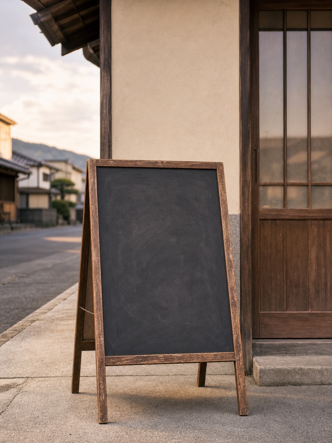 更新されず放置された店頭の看板